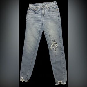American Eagle Outfitters Light Blue Distressed Straight Leg Jeans